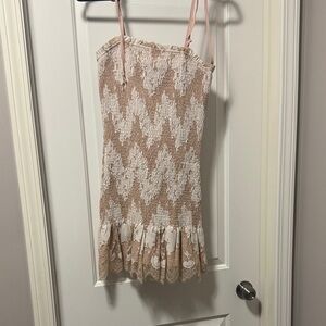 Tan and cream mini dress